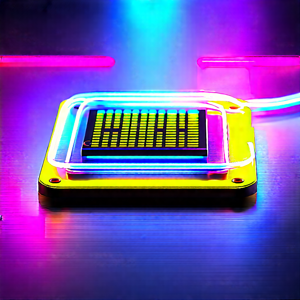 Microchip With Neon Accents With Neon Light