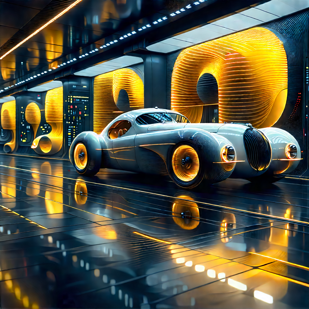 Automotive Technology In Manufacturing Facility With Futuristic Parked