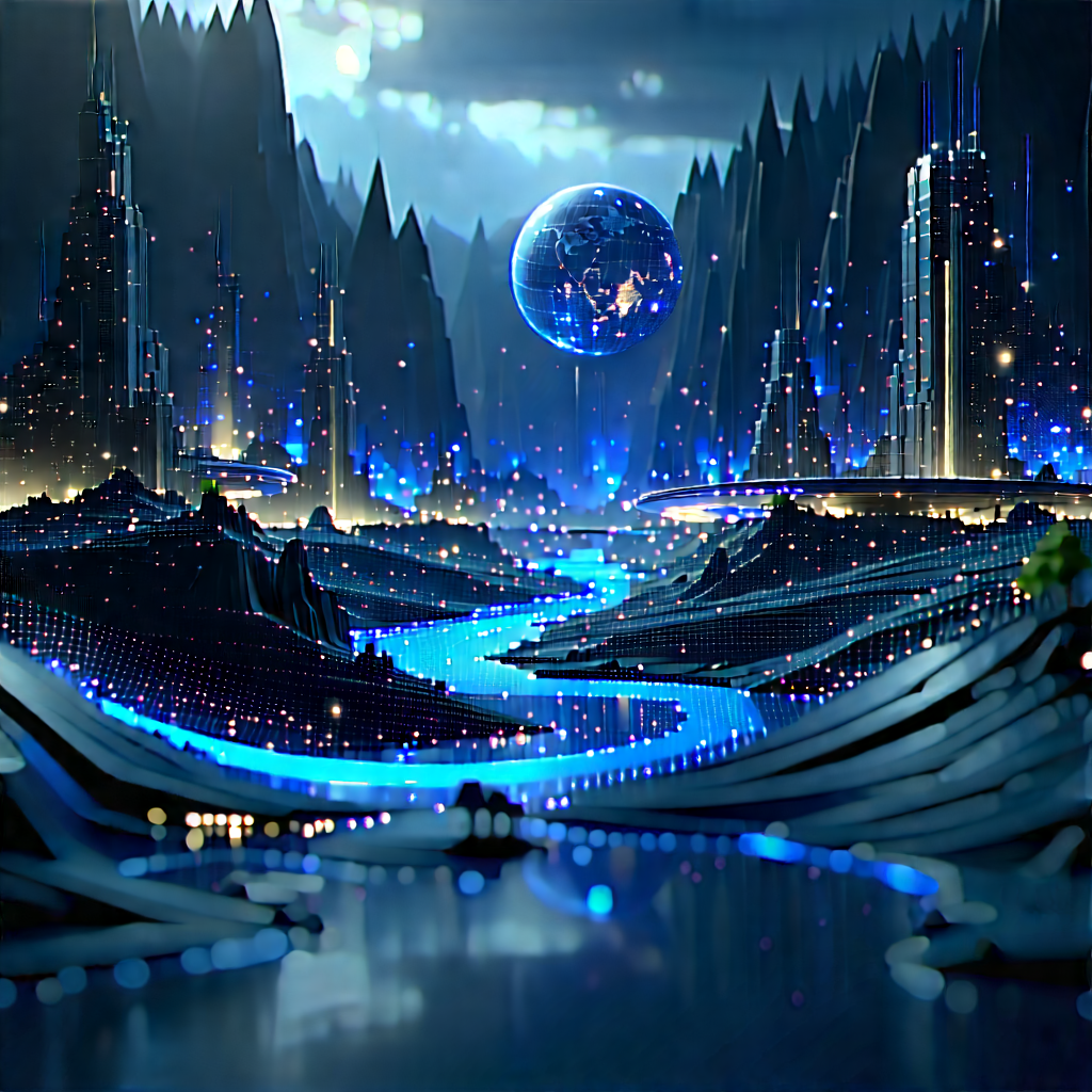 Big Data Visualization With Futuristic Scene,