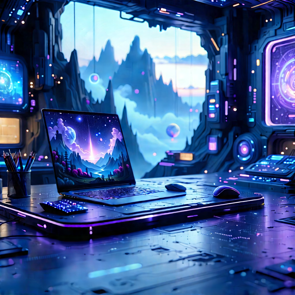 (futuristic:1.43) tech startup office