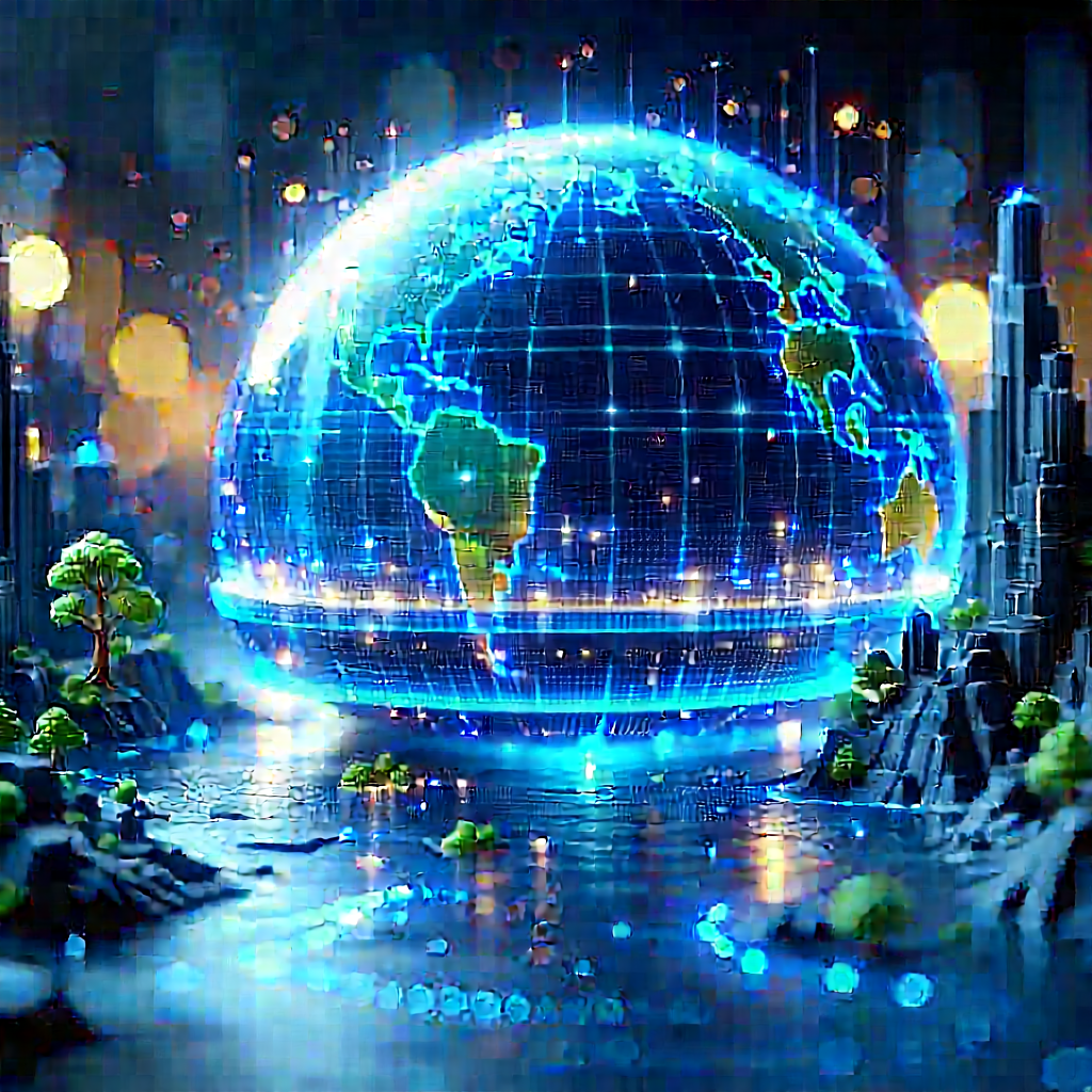 Artificial Intelligence Visualization With Blue, Glowing
