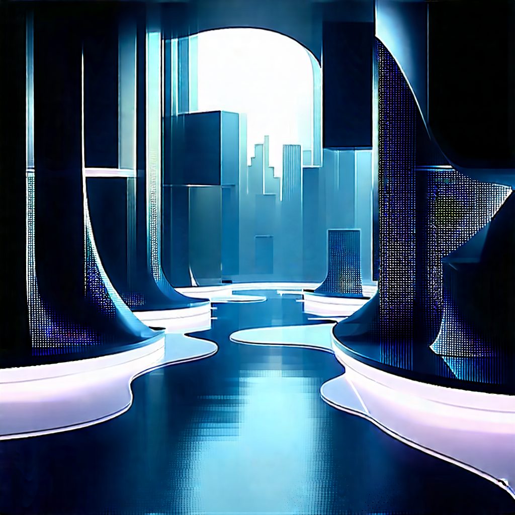 Futuristic Digital Workspace With Futuristic Cityscape