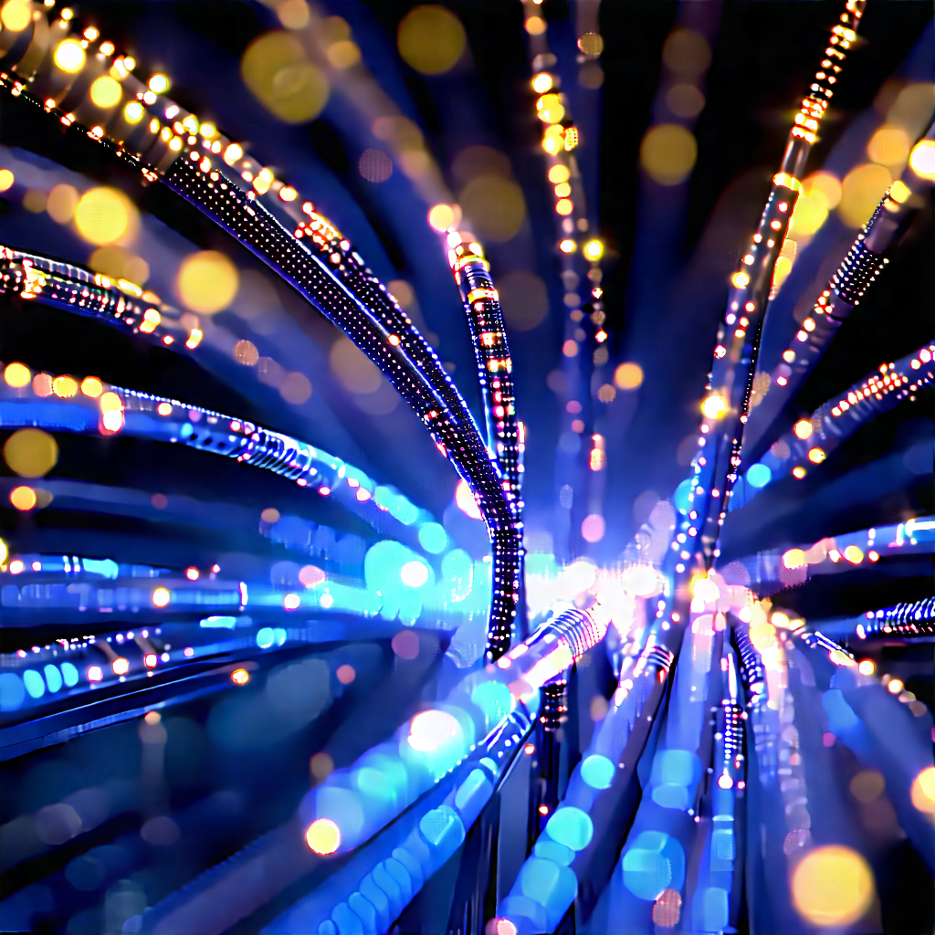 Close-up Of Fiber Optic Cables With Image, There