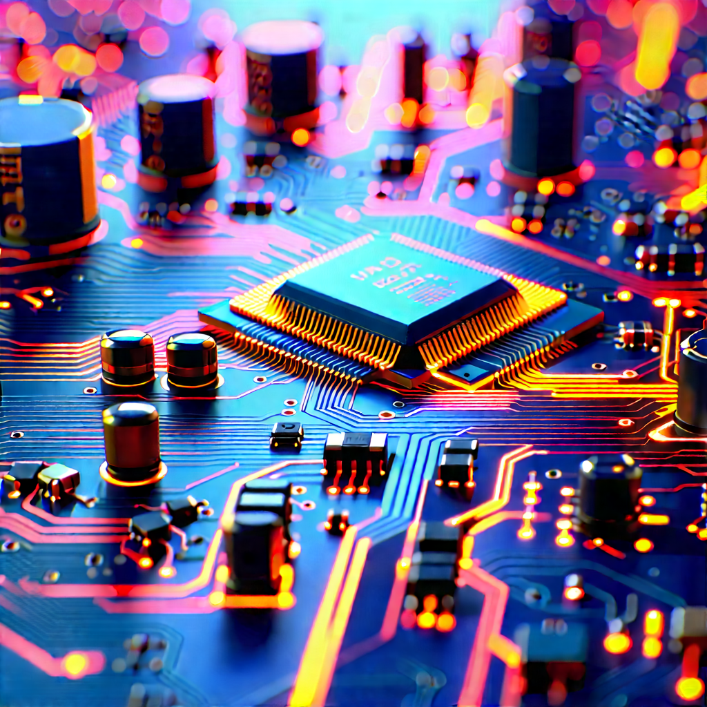 Close-up Of Electronic Circuit With Close-up Computer