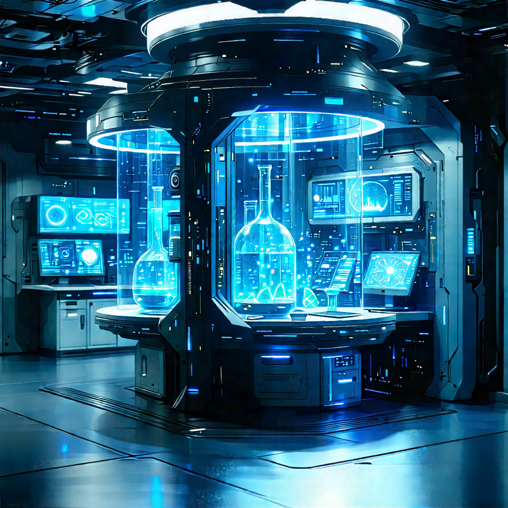 Futuristic Research Laboratory With Image, There