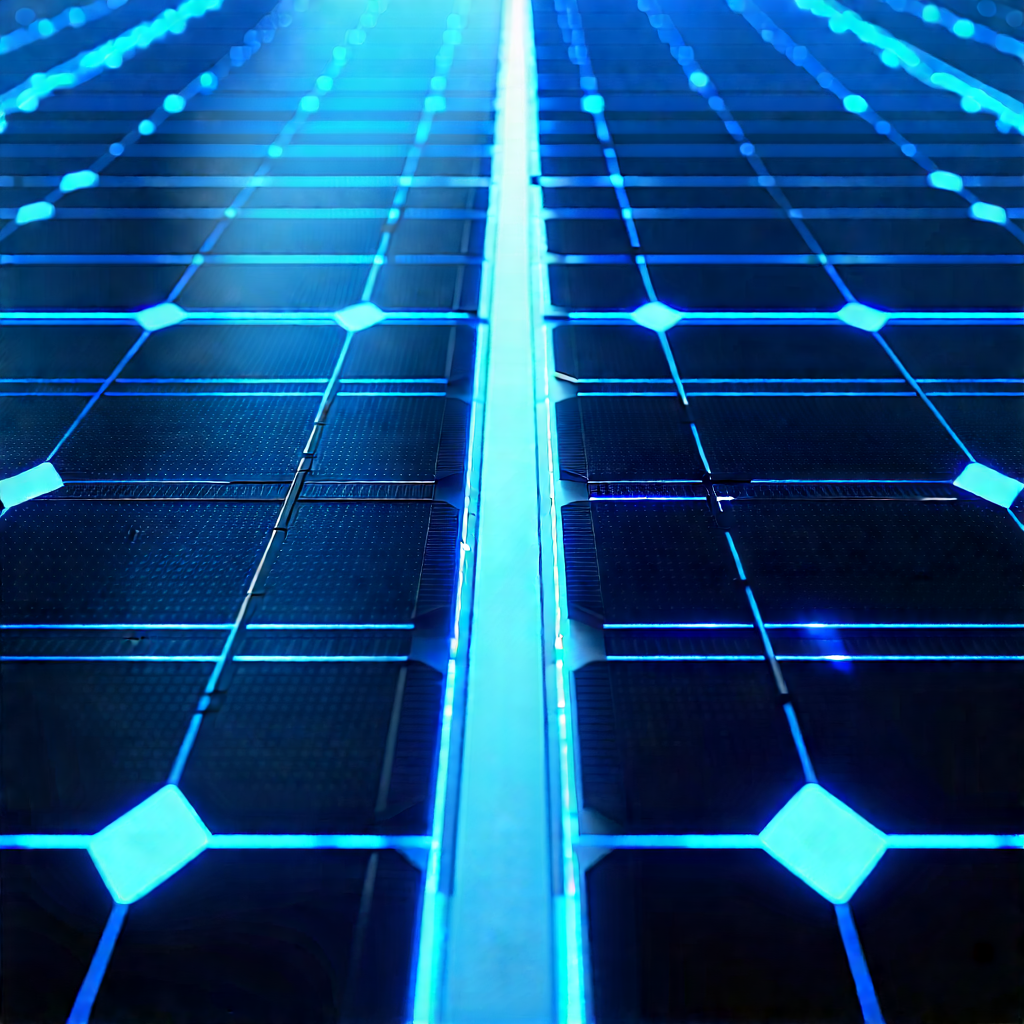 Solar Panel With Blue Light Glow With Long Solar