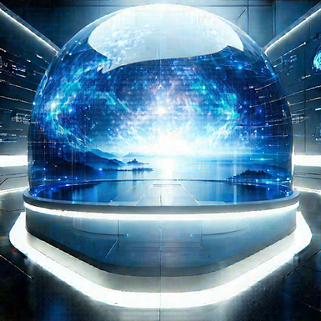 Futuristic Tech Startup Office With Large, Blue,