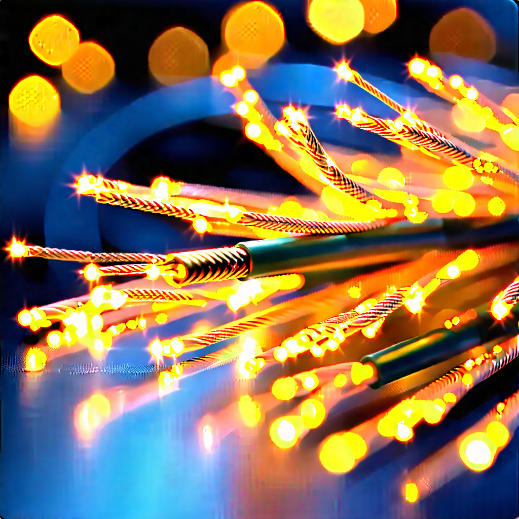 Close-up Of Fiber Optic Cables With Close-up Bunch