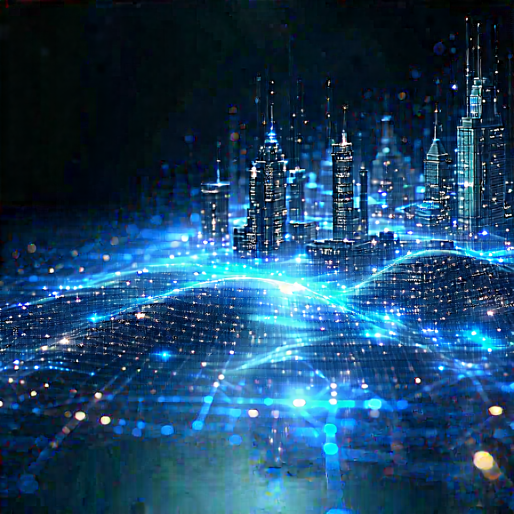 Big Data Visualization With Futuristic Cityscape,