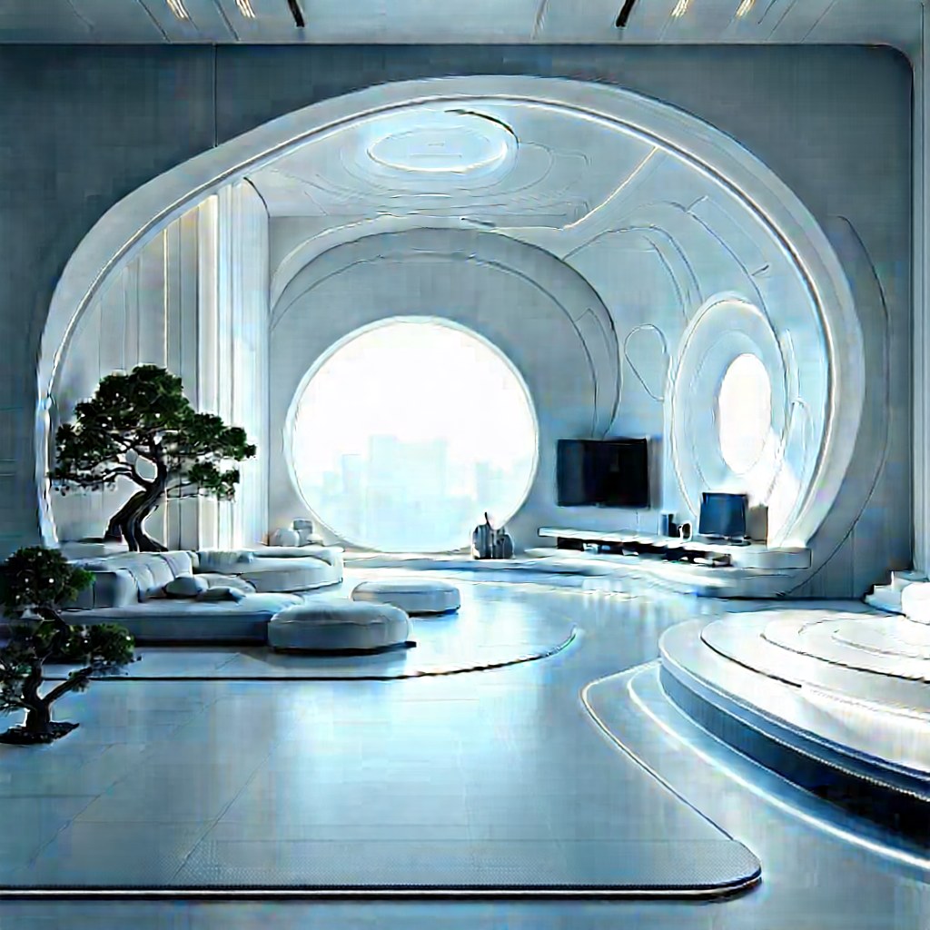 (futuristic:1.2) Smart Home With Image, There