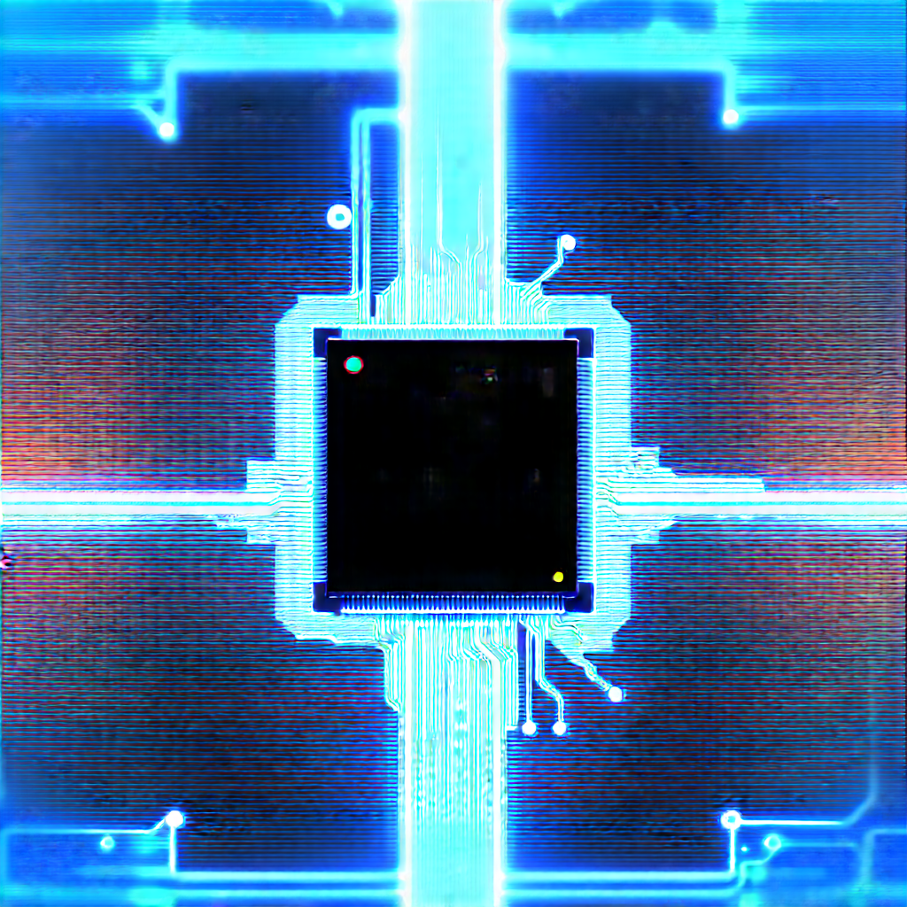 Microchip with blue light glow