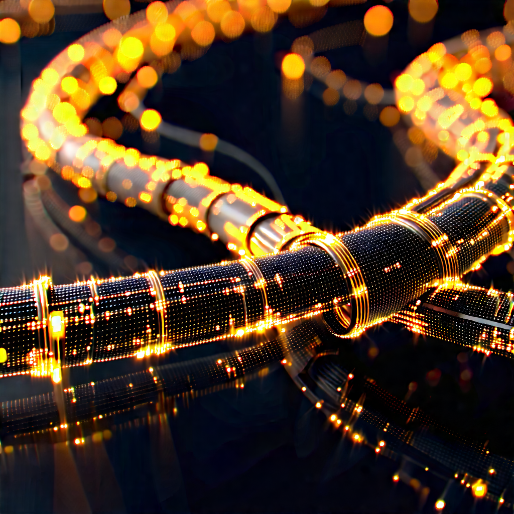 Close-up of fiber optic cables