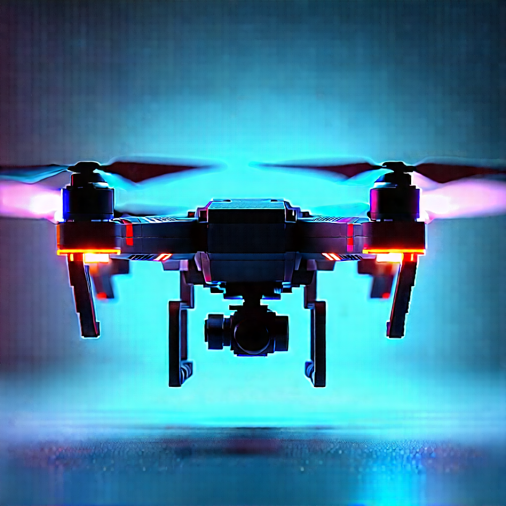 Drone With Glowing Screen With Black Drone
