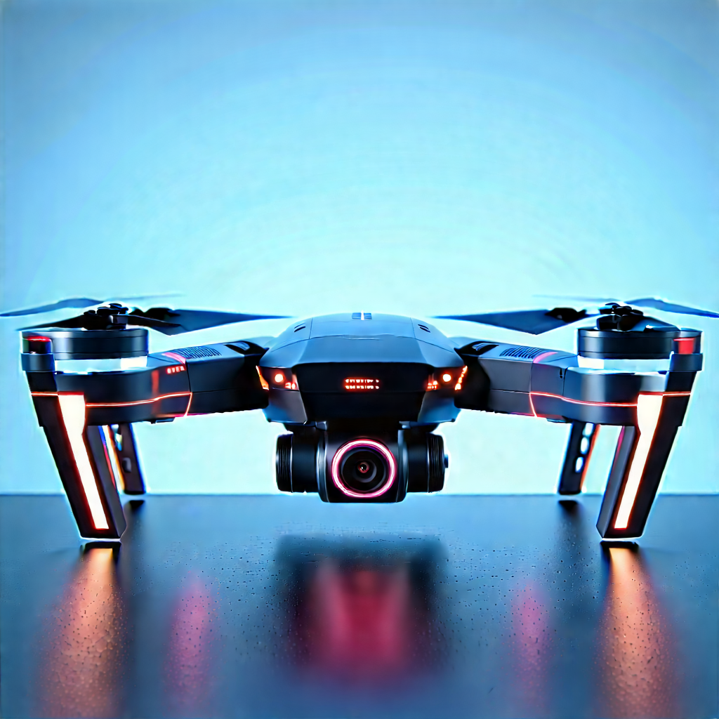 Drone With Glowing Screen With Black Drone