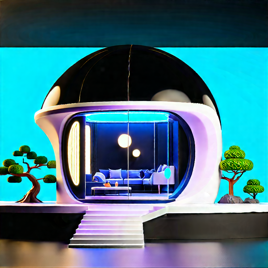 Futuristic Smart Home With Futuristic-looking House
