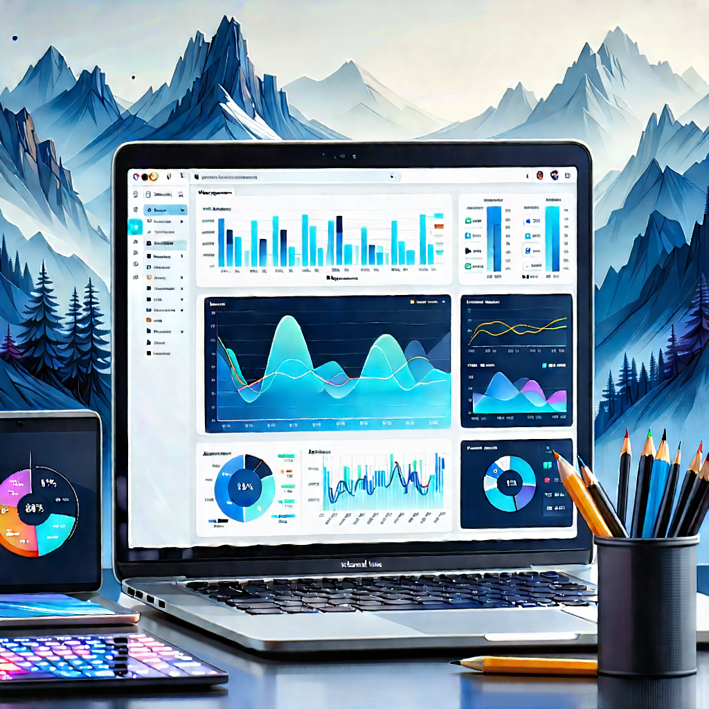 Laptop With Data Visualization With Laptop Computer