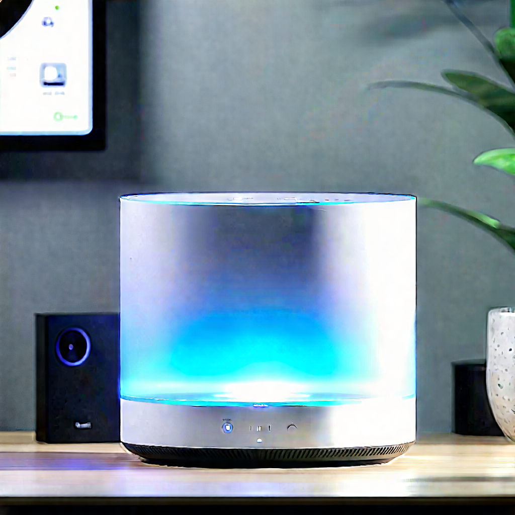 Smart Home Device With Data Visualization With Small, Round