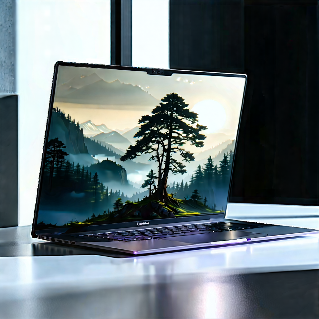Laptop With Digital Artwork With Laptop Computer