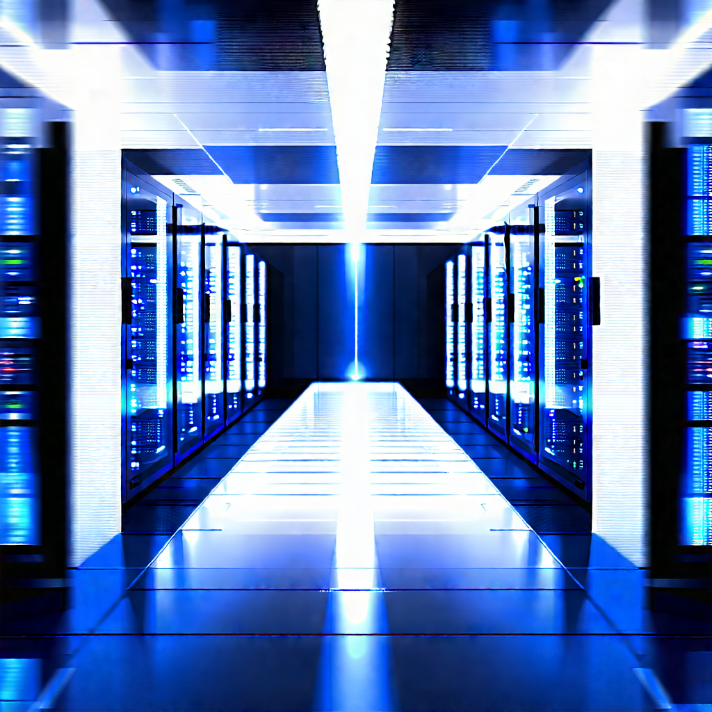 Futuristic Server Room With Blue-toned Photo