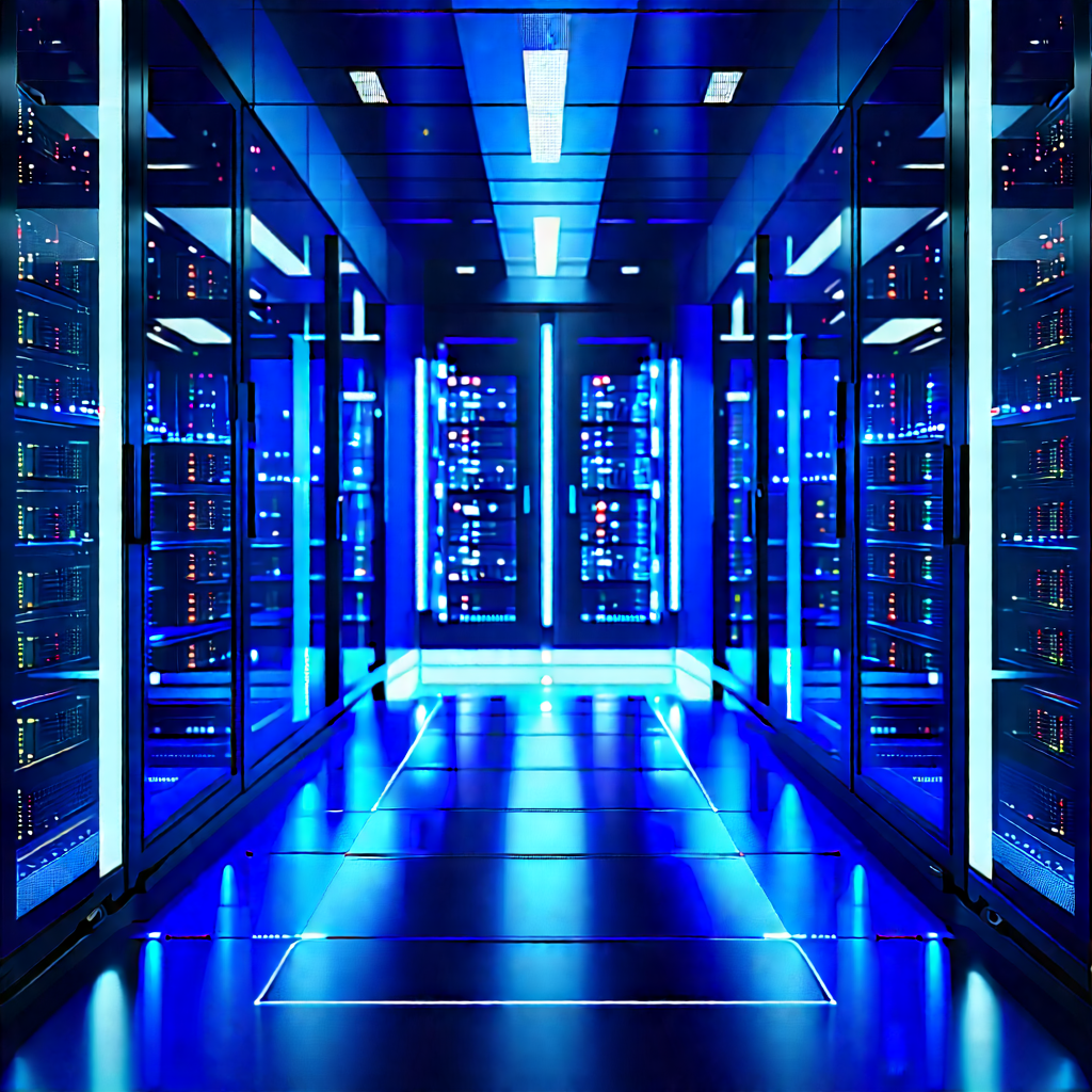 (futuristic:1.4) Server Room With Image, There