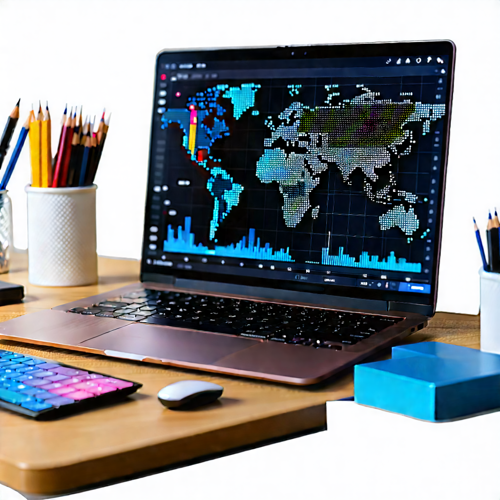Laptop With Data Visualization With Laptop Computer