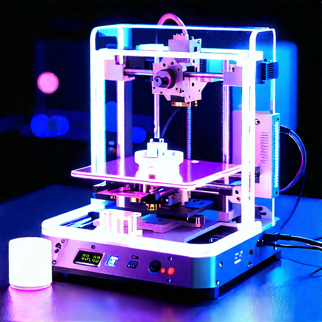 3d Printer With Neon Accents With Printer Sitting