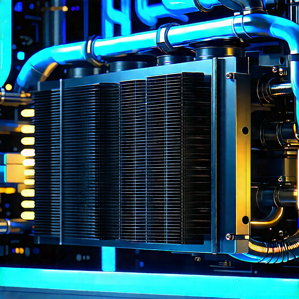 Close-up Of Cooling System With Large, Blue,