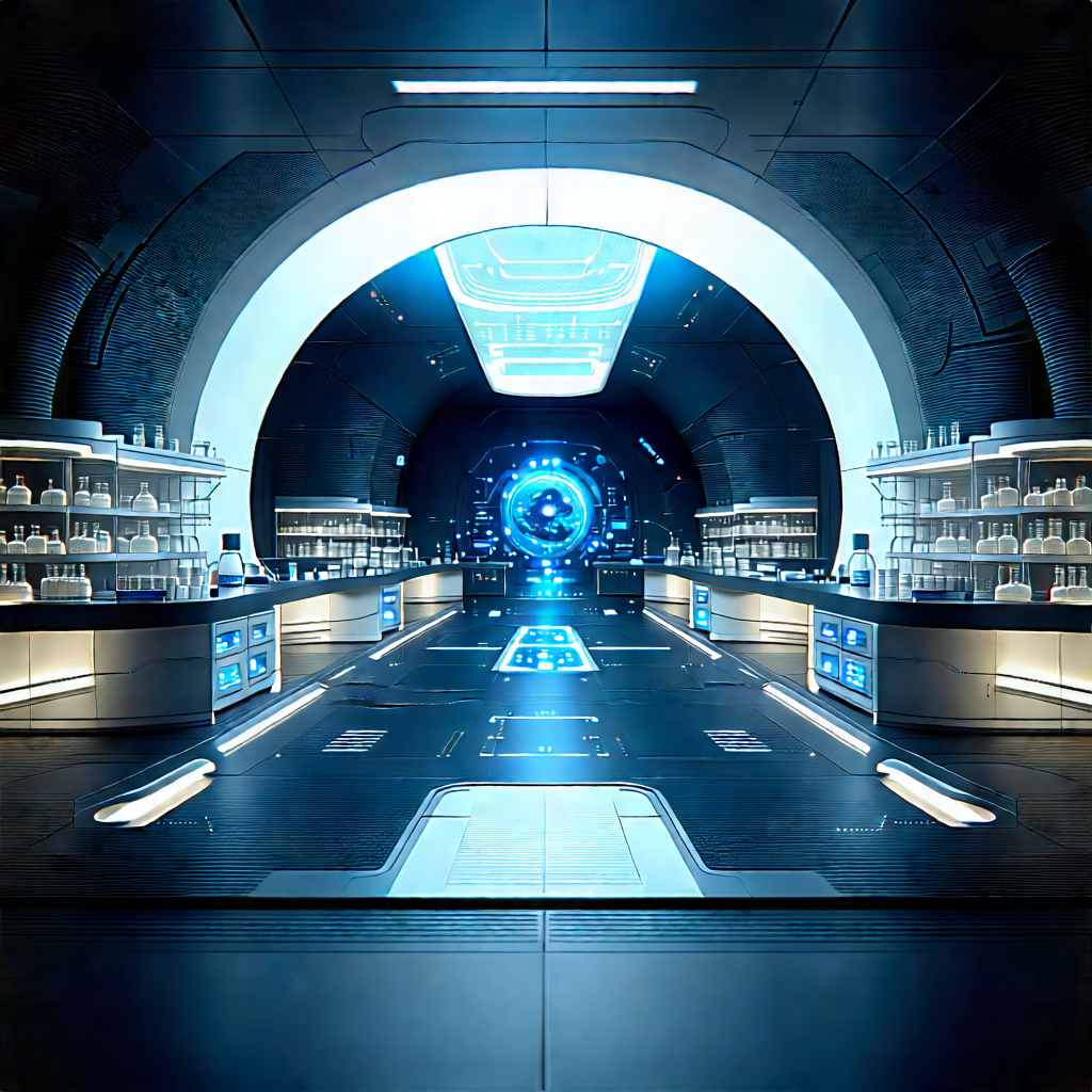 (futuristic:1.48) Research Laboratory With Image, There