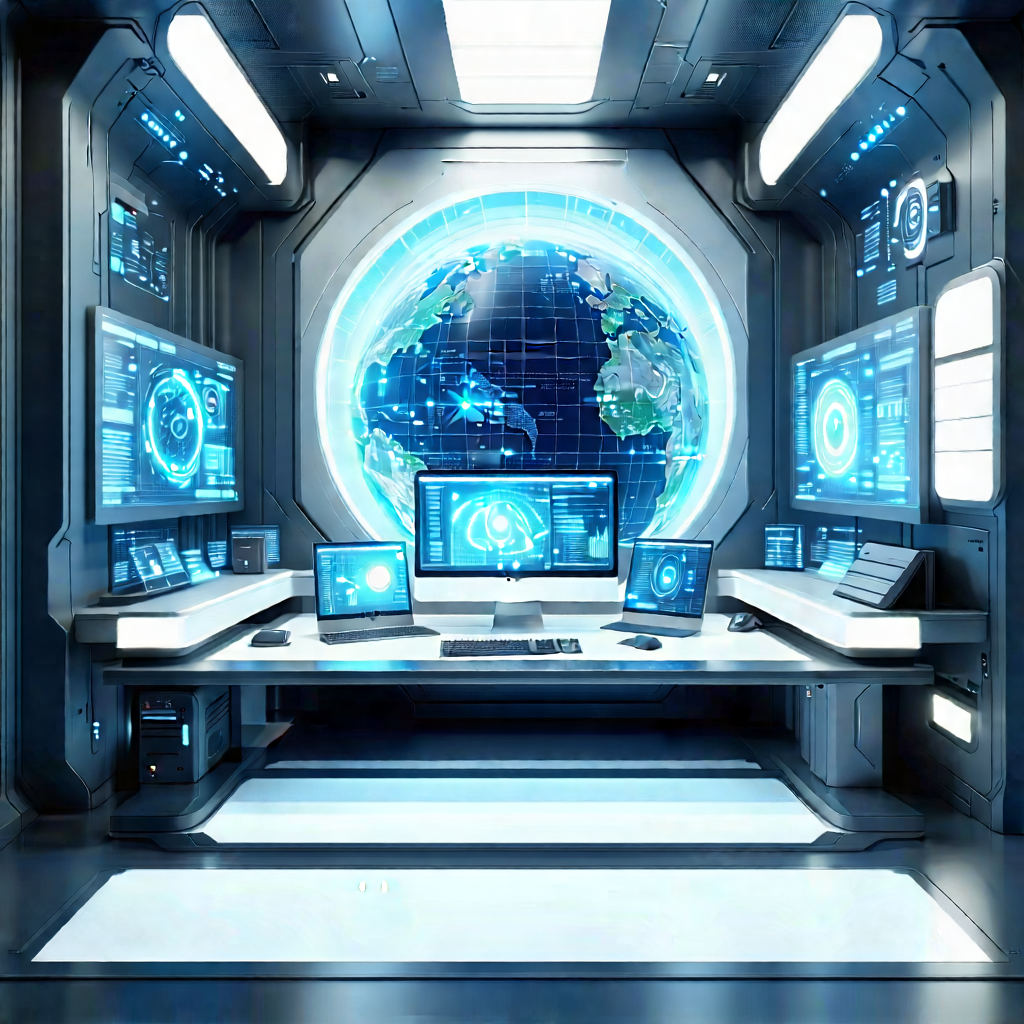 (futuristic:1.31) (digital:1.33) Workspace With Image, There