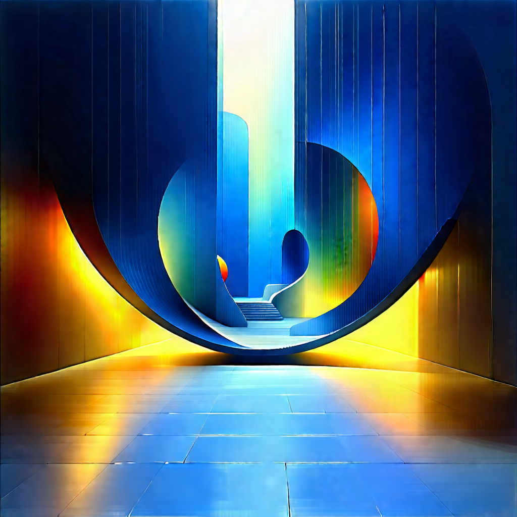 Futuristic Innovation Hub With Large, Blue,