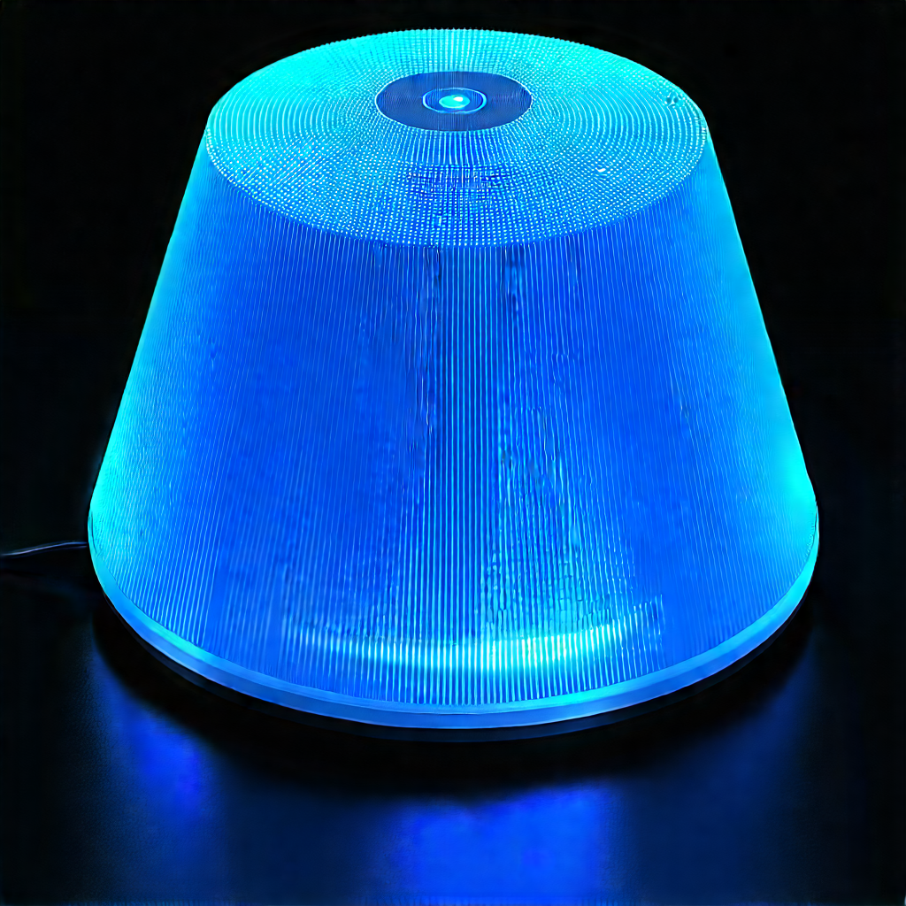 3d printer with blue light glow