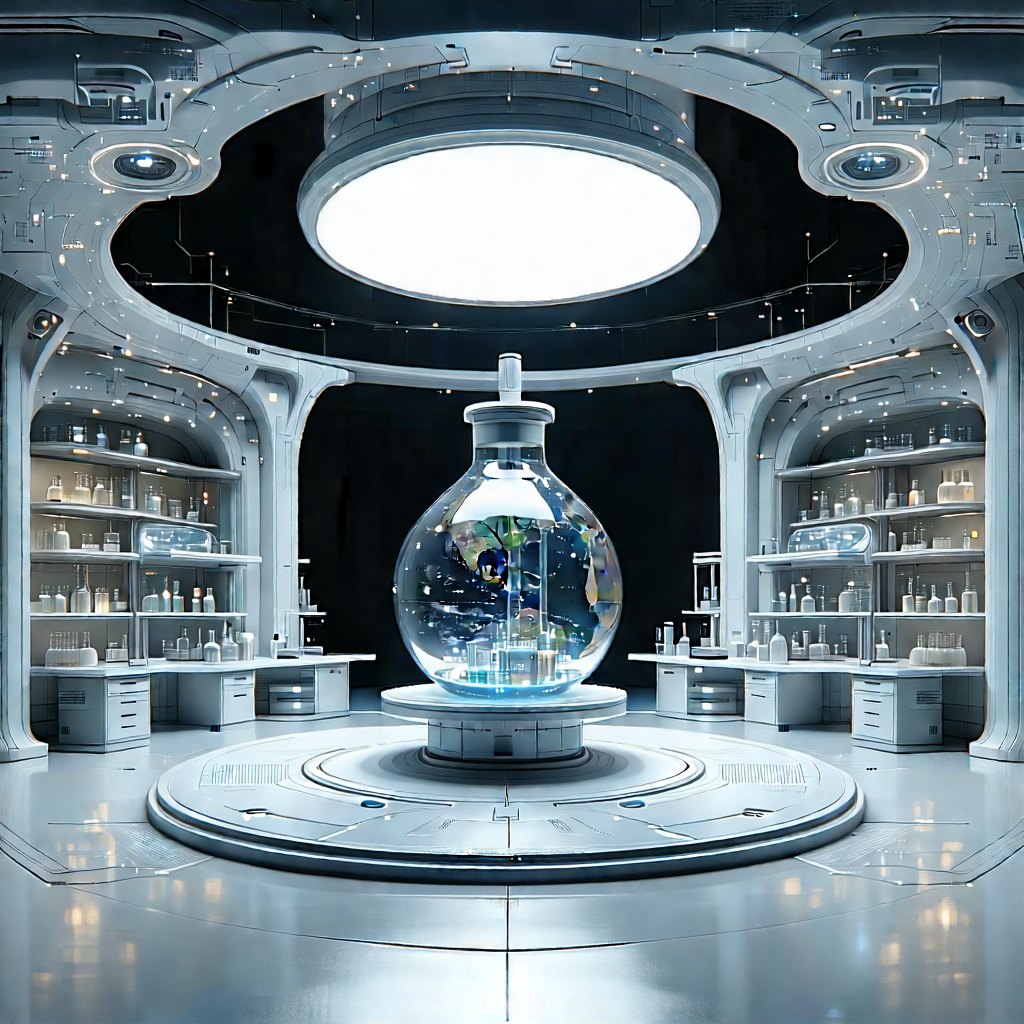 Futuristic Research Laboratory With Image, There