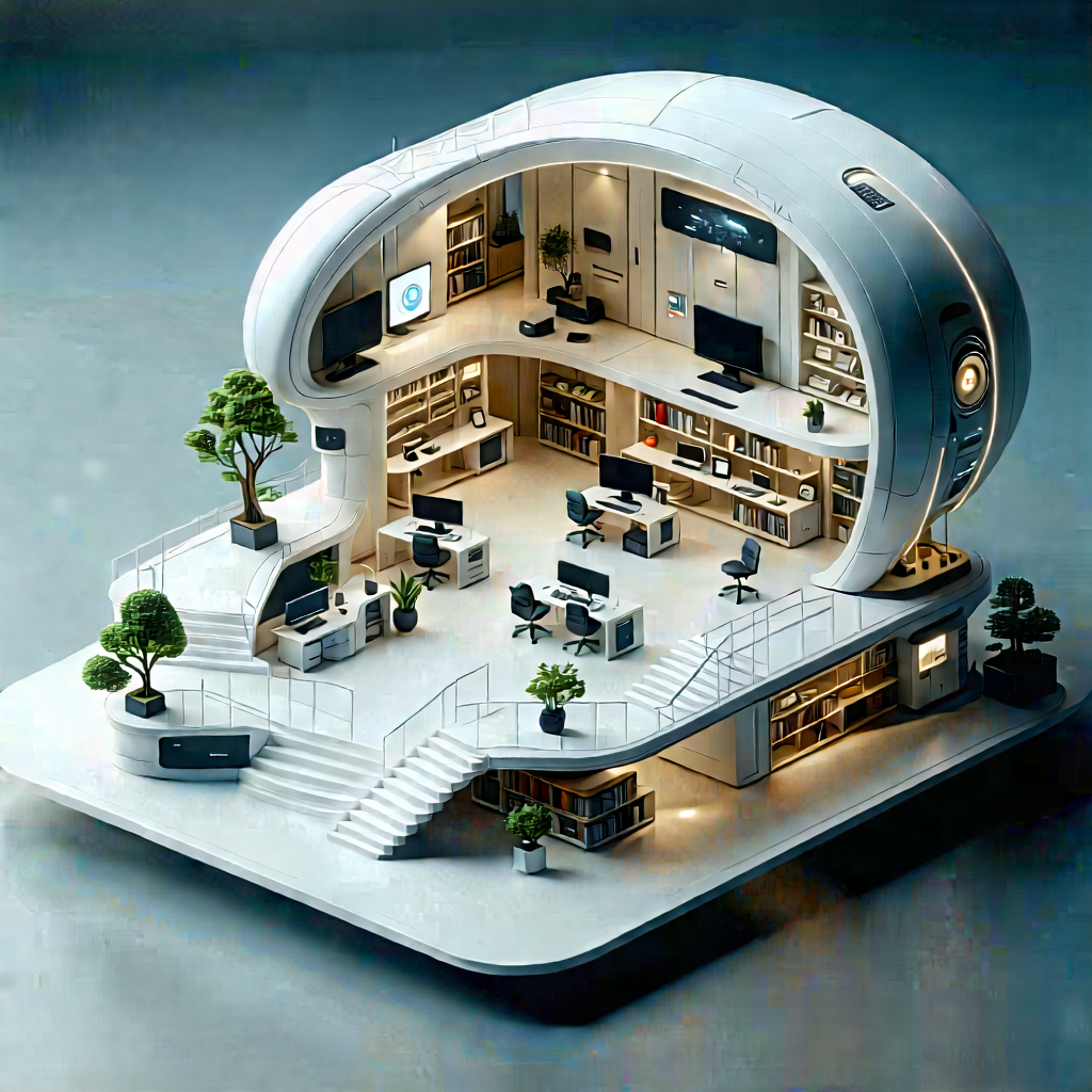 Futuristic Tech Startup Office With Large, Open,
