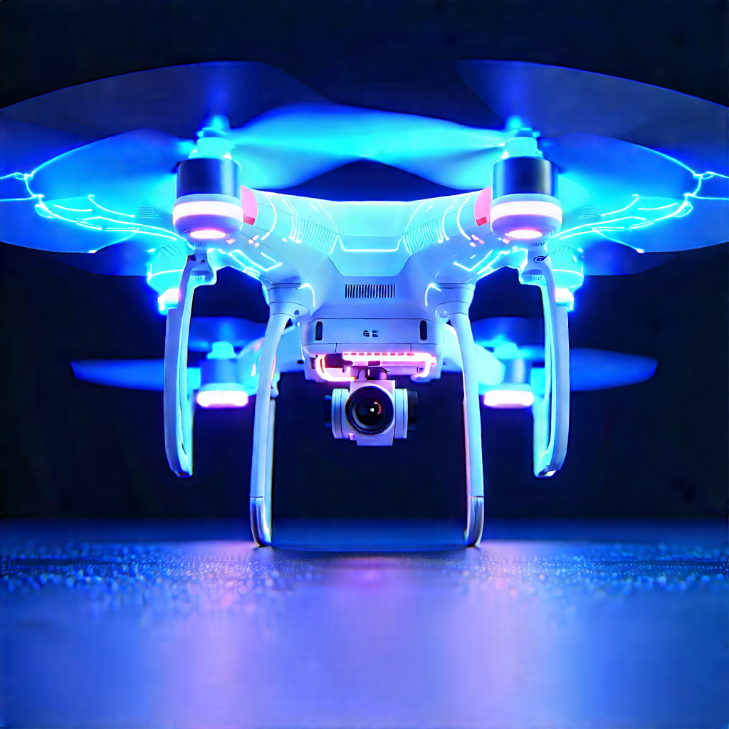 Drone With Streaming Content With White Drone