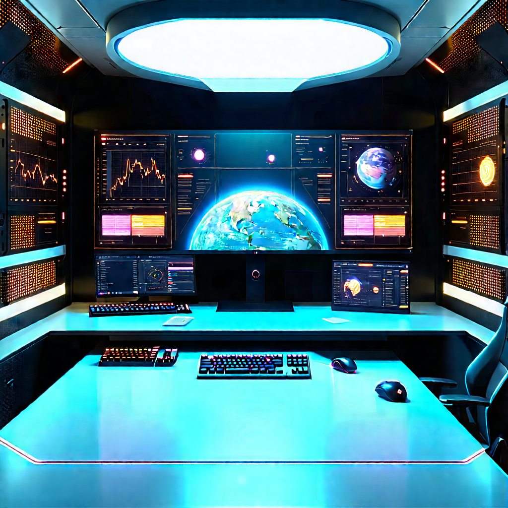 (futuristic:1.44) Digital Workspace With Image, There