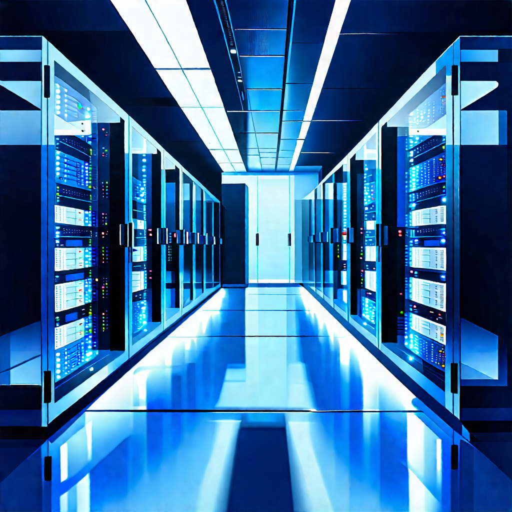 (futuristic:1.41) Server Room With Large Blue