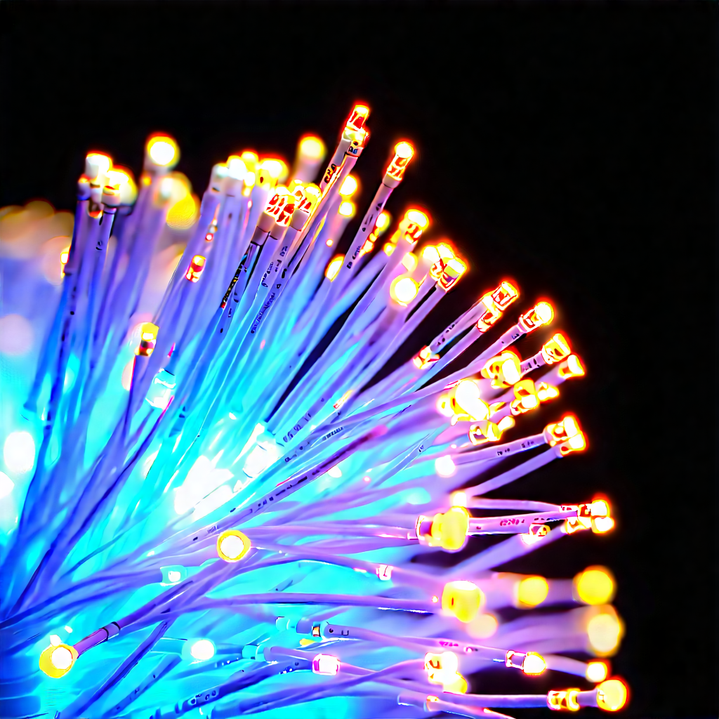 Close-up of fiber optic cables