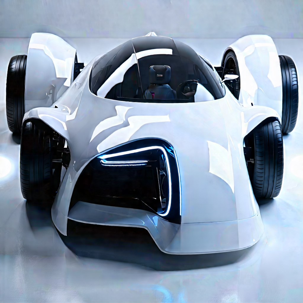 Innovative Electric Vehicle (design:1.35) With White Sports