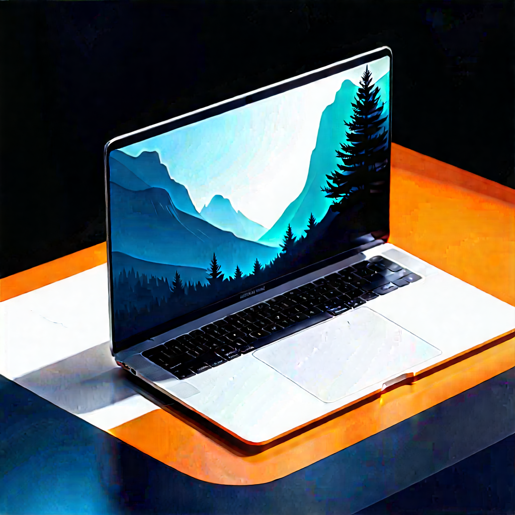 Laptop With Digital Artwork With Laptop Computer