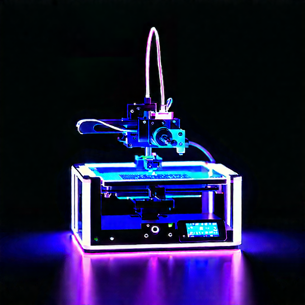 3d Printer With Neon Accents With Blue Purple