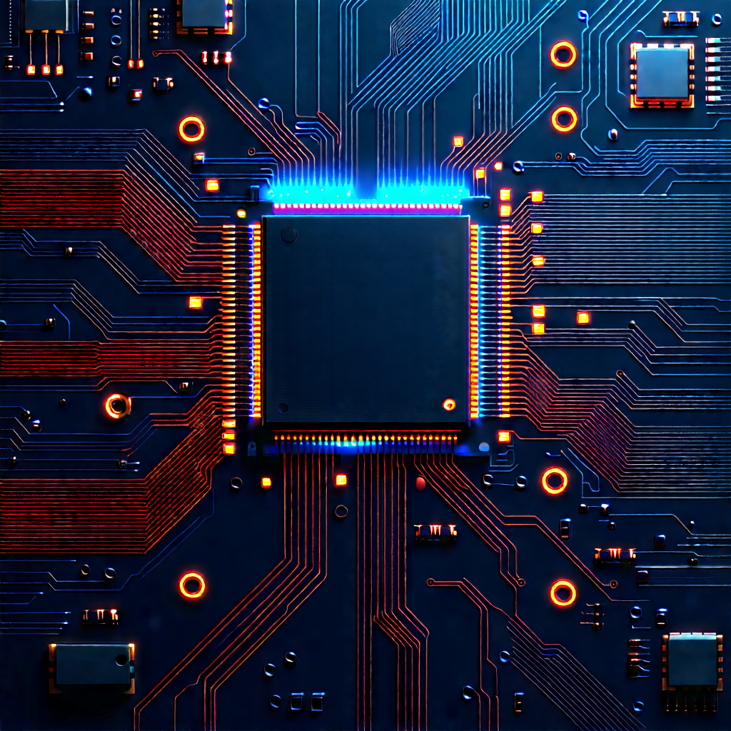 Circuit board with neon accents