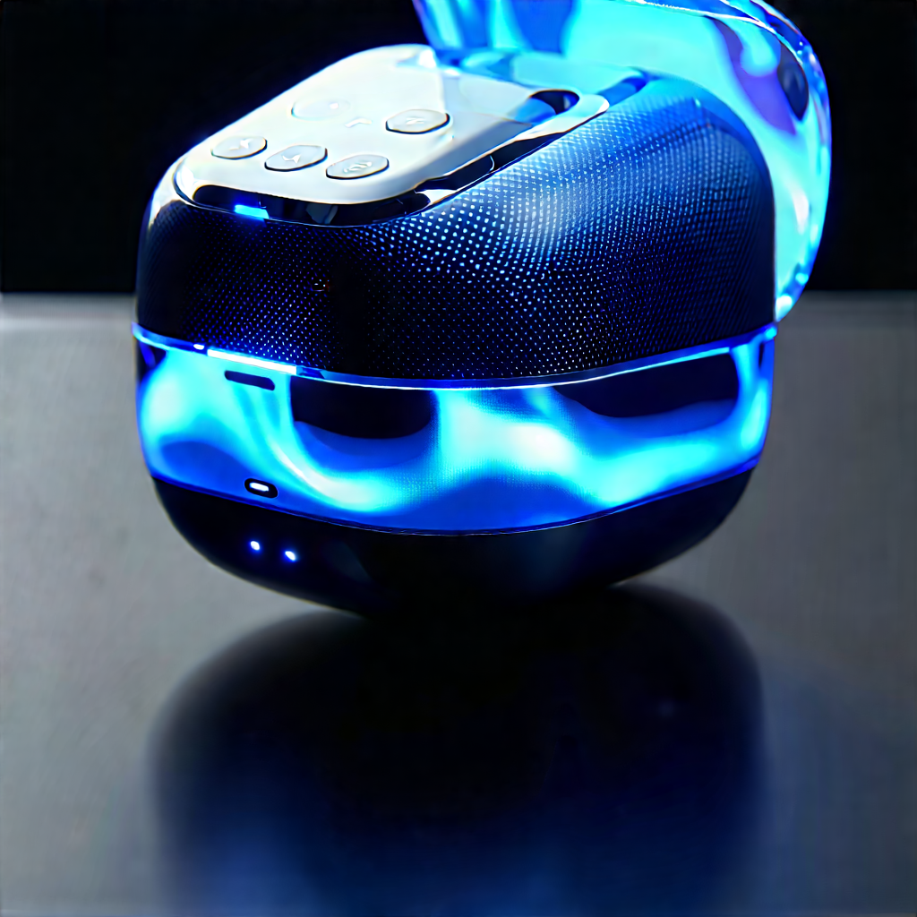 Wireless Earbuds With Holographic Display With Blue Black