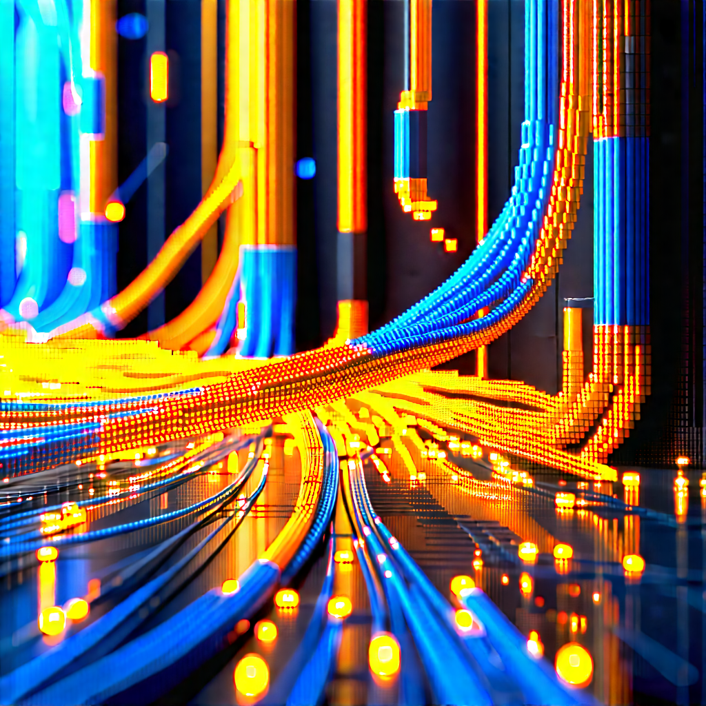 Close-up Of Fiber Optic Cables With Image, There