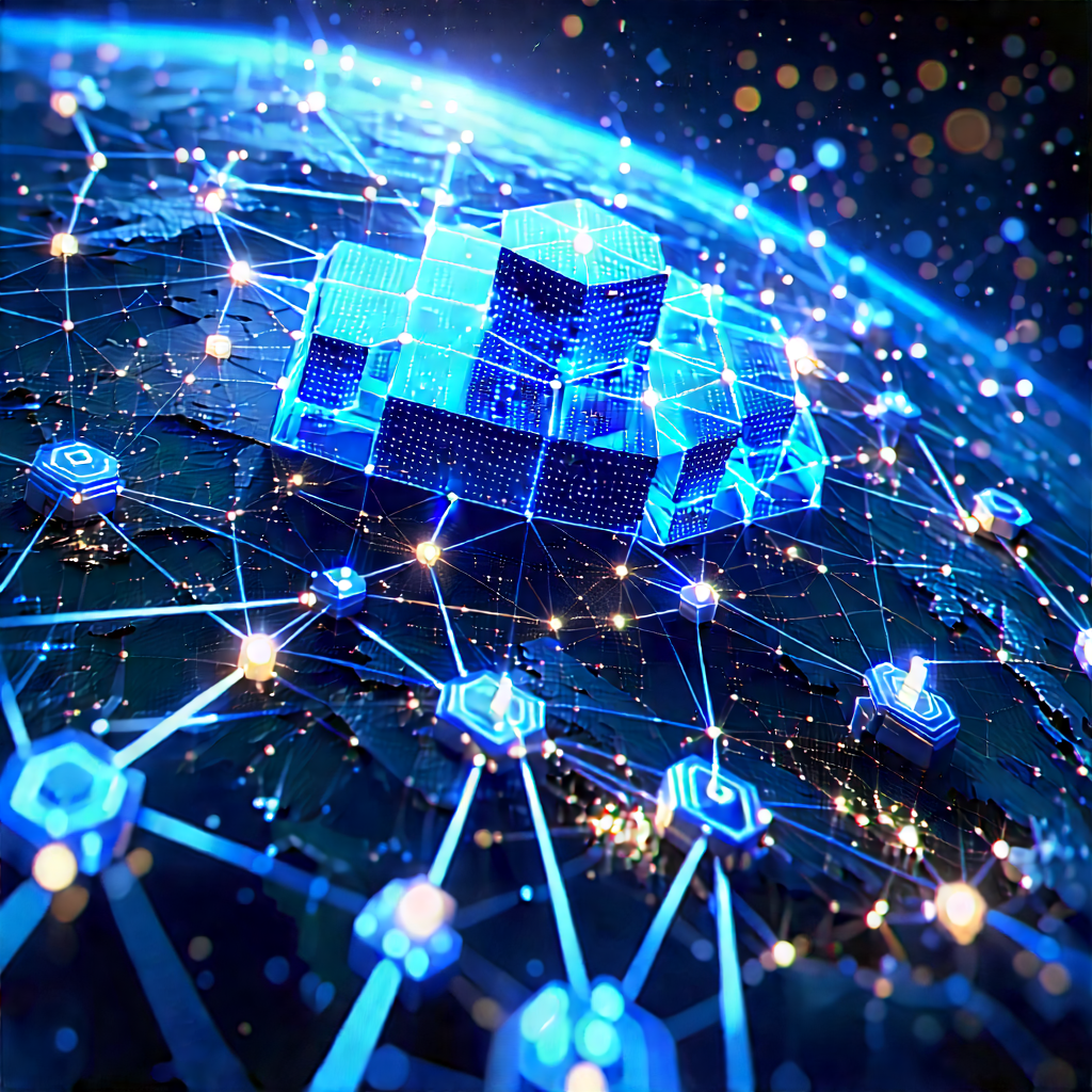 Blockchain Network Visualization With Blue White