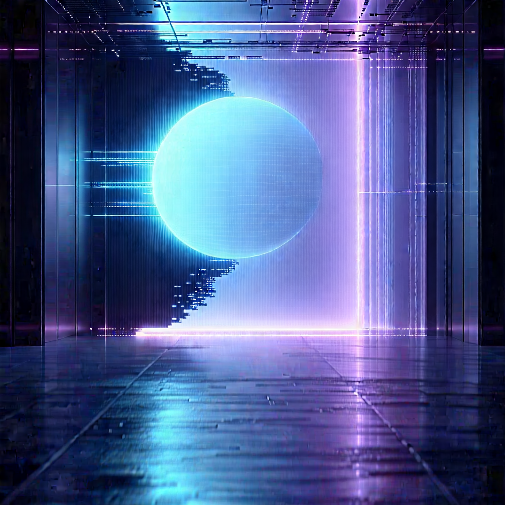 Futuristic Digital Workspace With Image, There