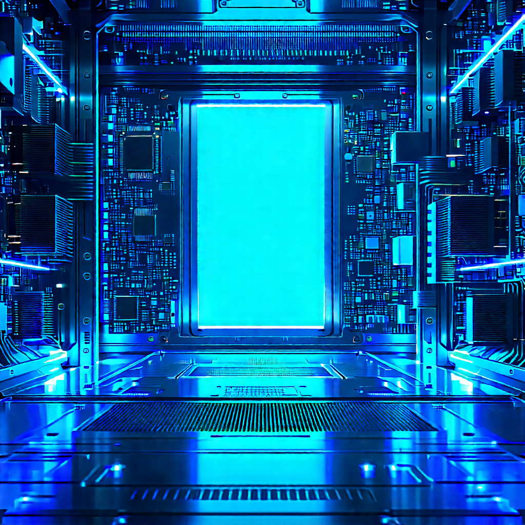 Quantum computer with blue light glow