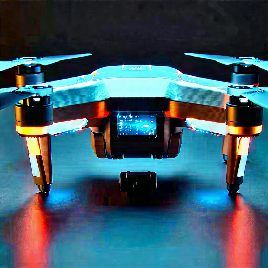 Drone With Glowing Screen With Drone Sitting