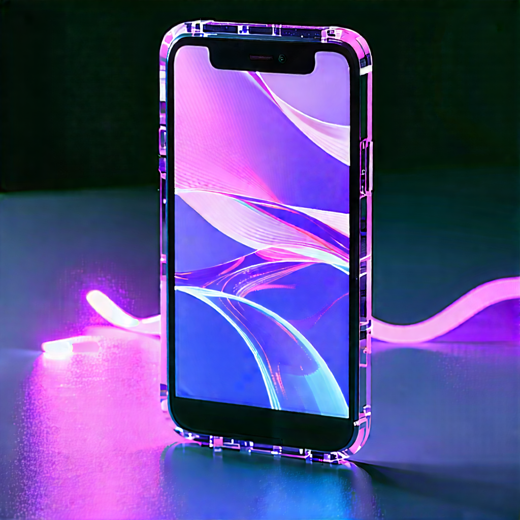 Smartphone With Glowing Screen With Cell Phone