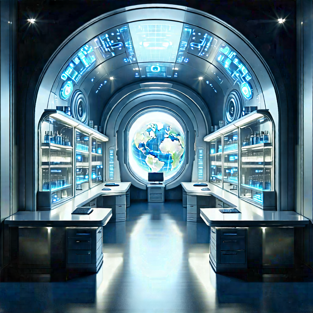 Futuristic Research Laboratory With Image, There