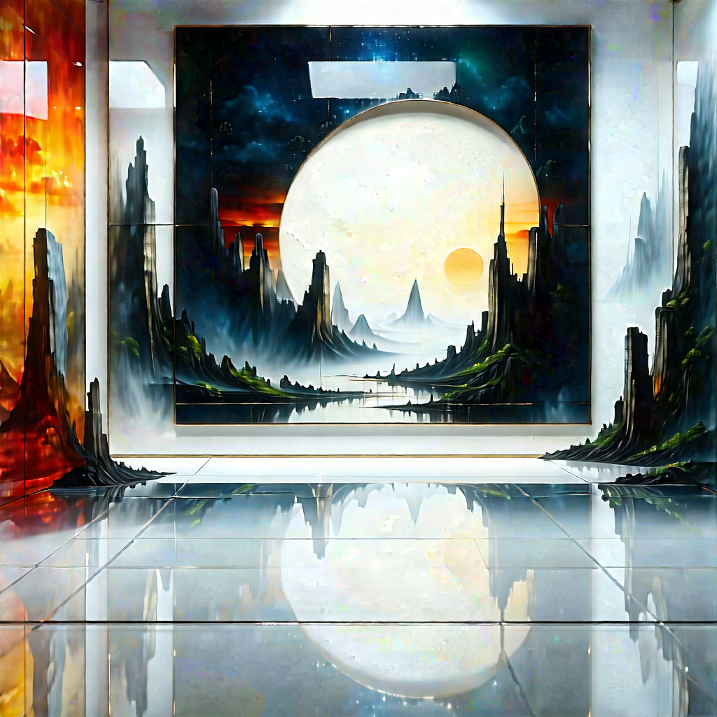 (futuristic:1.44) Tech Startup Office With Large Painting